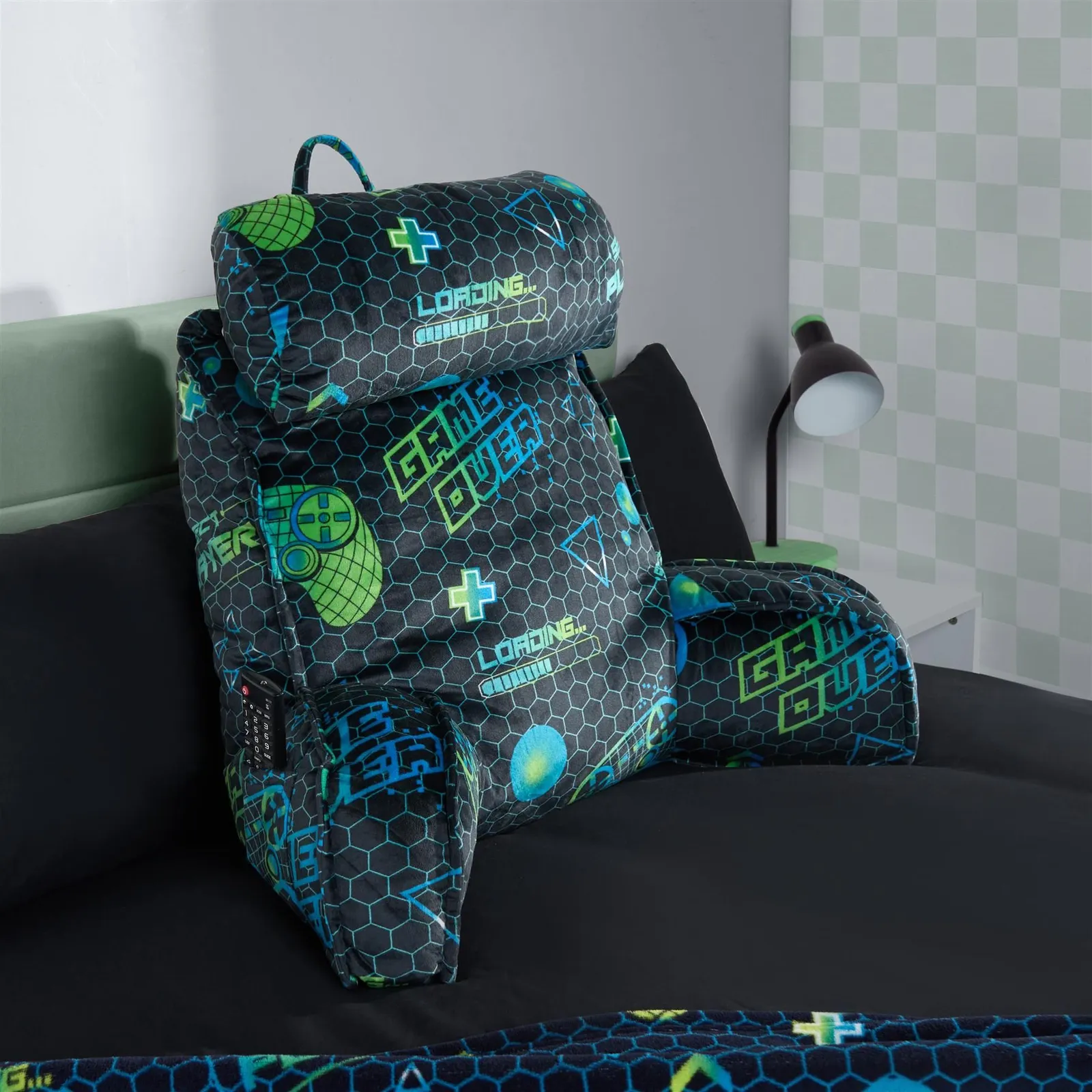 OHS Cuddle Cushion Back Lumbar Support Head Rest Bed Reading Pillow Arms in Green