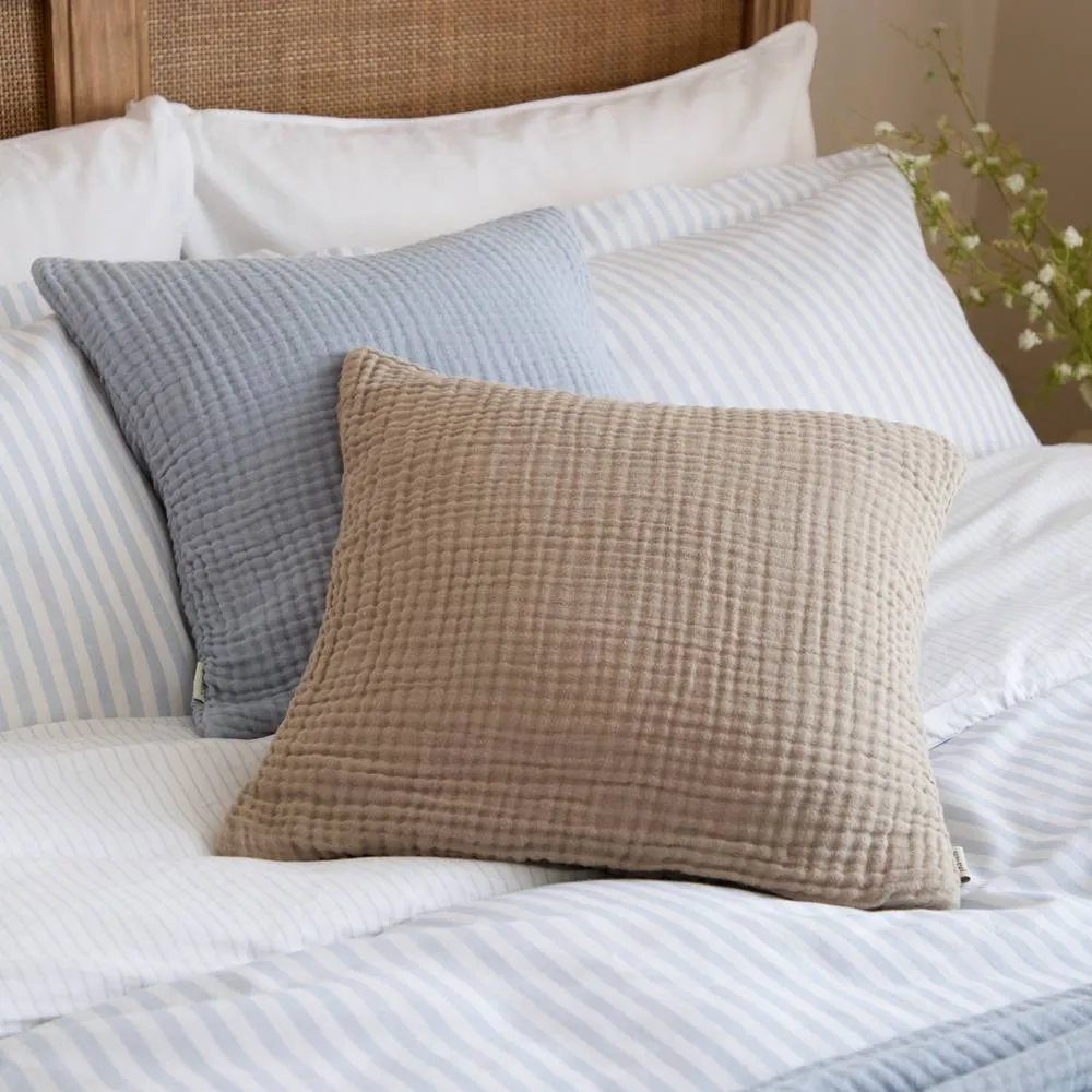 Yard Lark Muslin 100% Cotton Plain Cushion in Pale Blue 5