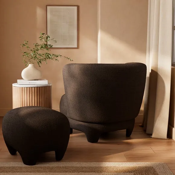 Rhetta Boucle Chair and Footstool 2