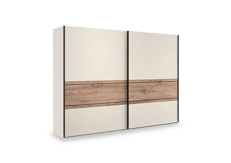 Tullio 300cm 2 Door Sliding Wardrobe with Nordic Oak Accent