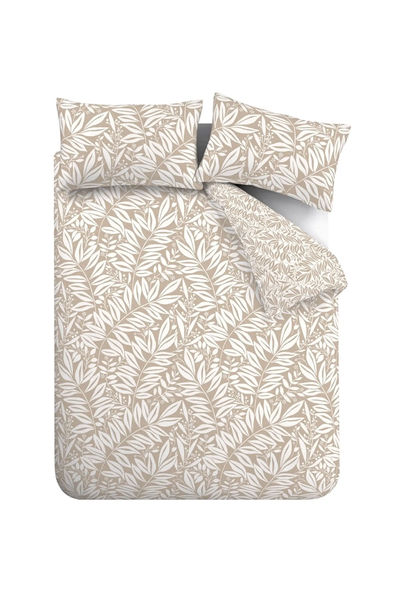 Catherine Lansfield 'Sorrel Leaf' Reversible Duvet Cover Set in Natural 6