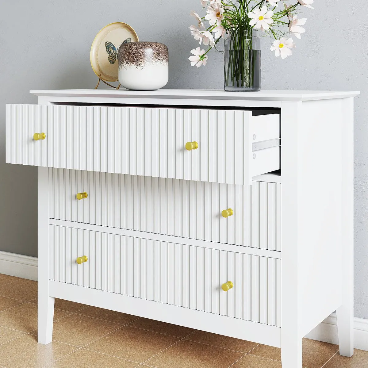 Melody Maison 3 Drawer Chest Of Drawers - Hales White Range 5