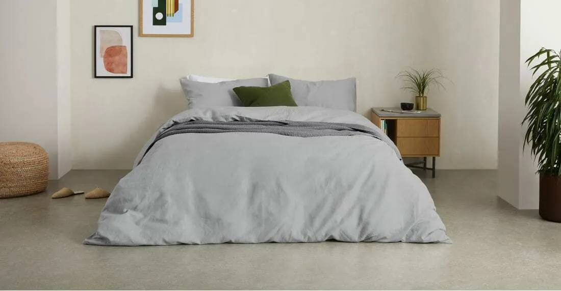 Tira Linen/Cotton Duvet Cover + 2 Pillowcases, Double, Grey