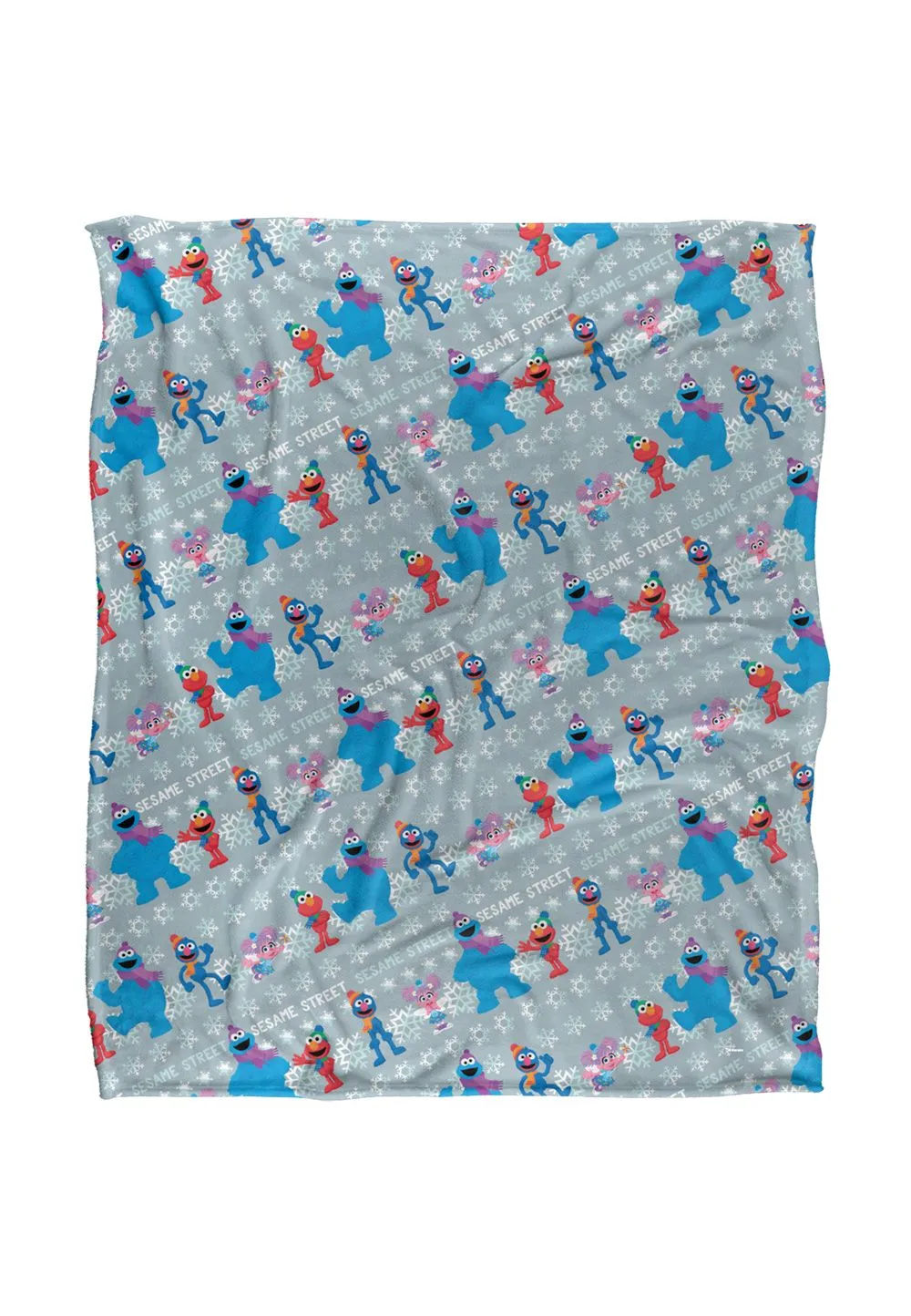 Sesame Street Holiday Snow Character Pattern Silky Touch Super Soft Throw Blanket 152 X 127 cm in White
