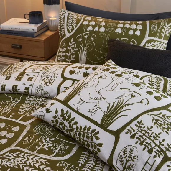 Furn. Frida Floral Single Duvet Cover Set, Green 4