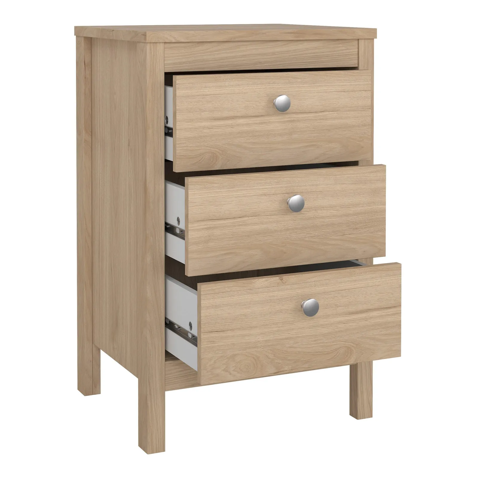 Furniture To Go Madrid Bedside Table 3 Drawers in Jackson Hickory Oak in Light Oak 6