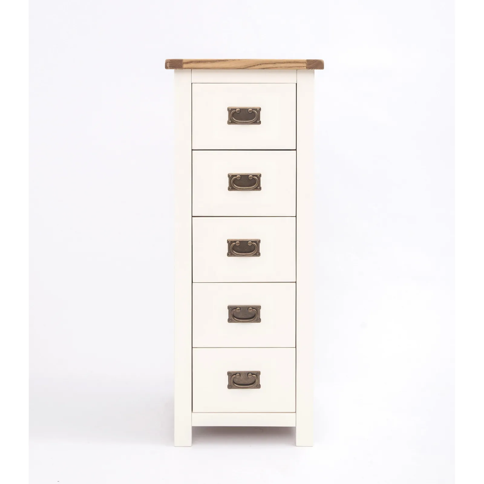 Cabinet Bits Lovere 5 Drawer Narrow Chest of Drawers Bras Drop Handle in Off-White