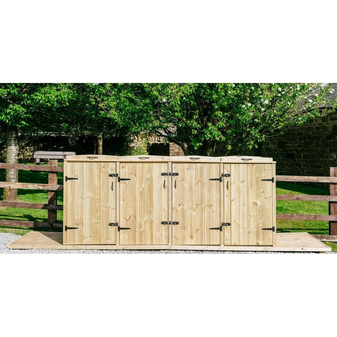 Buttercup Farm Chatburn Bin Store, Fits 1x 180L/240L Wheelie Bins & 6x Boxes in Brown 2
