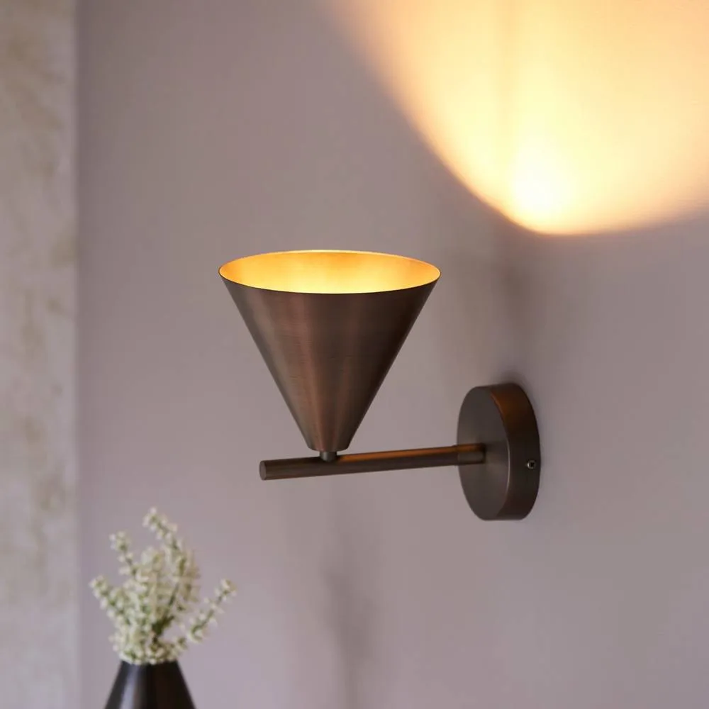 Endon Collection Cape Dome Wall Lamp Brushed Antique Bronze Plate 1X E14, Brown 3