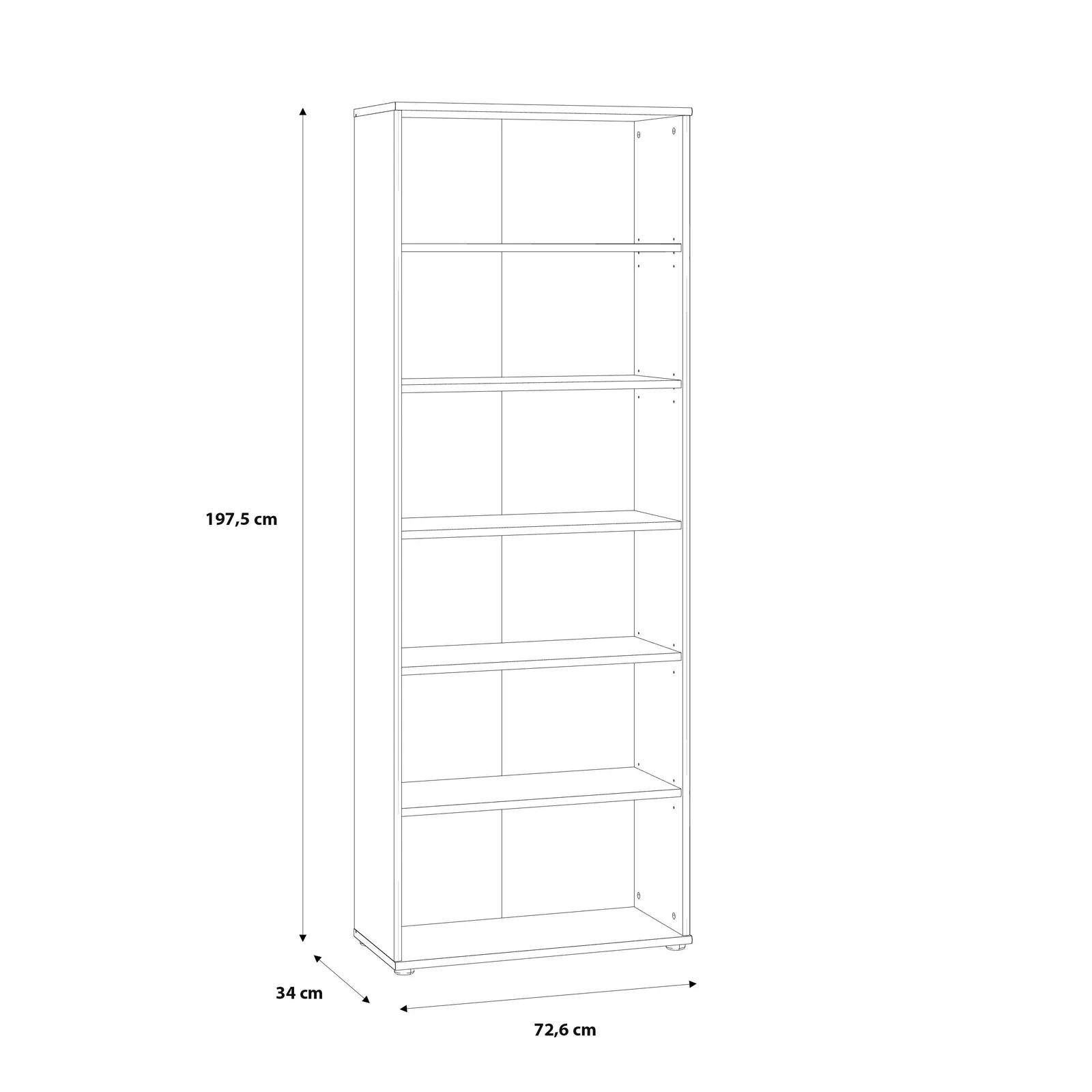 Furniture To Go Essential Wide 5 Shelf Bookcase in Vintage Oak in Dark Brown 6