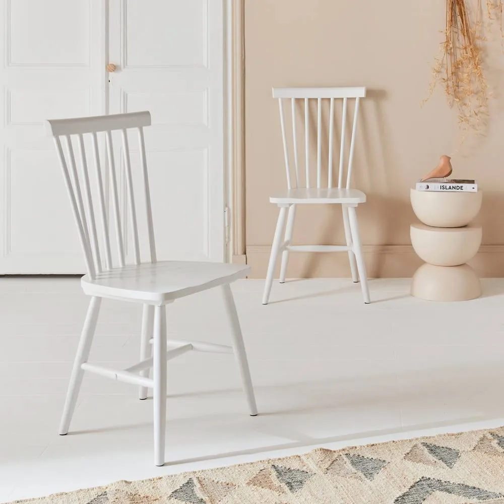sweeek Pair Of Wooden Dining Chairs in White 6