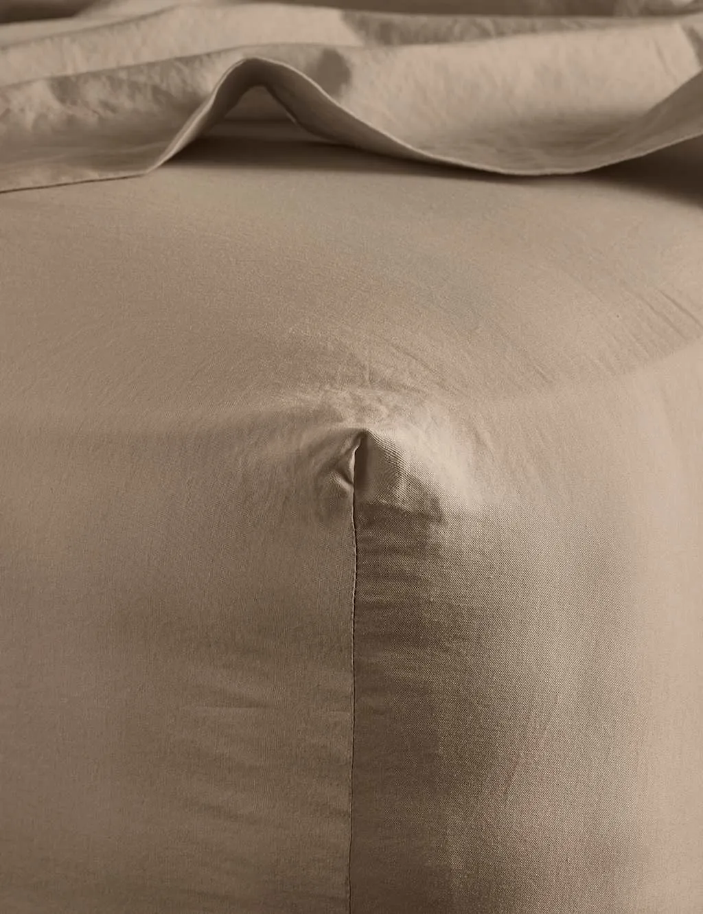 Bedfolk Pure Cotton 300 Thread Count Washed Deep Fitted Sheet Light Brown