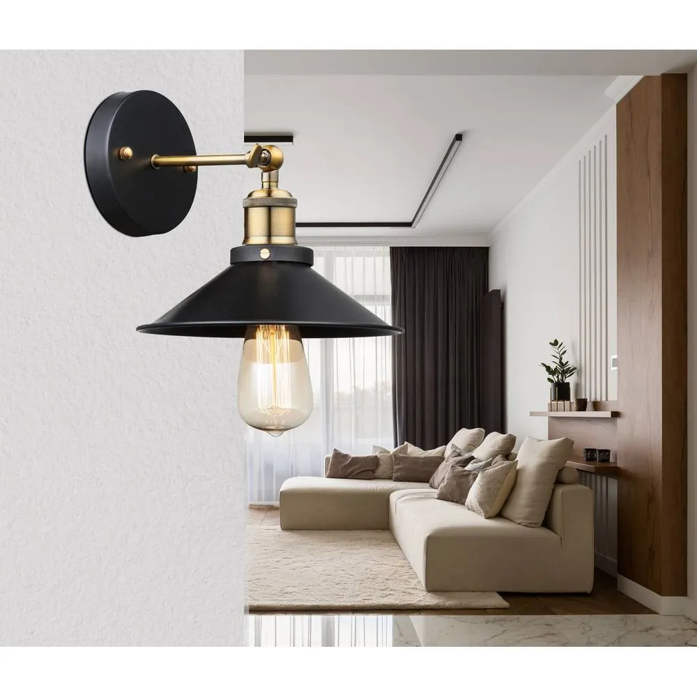 Netlighting Lenius Dome Wall Lamp BrassColoured 1x E27 in Black 2