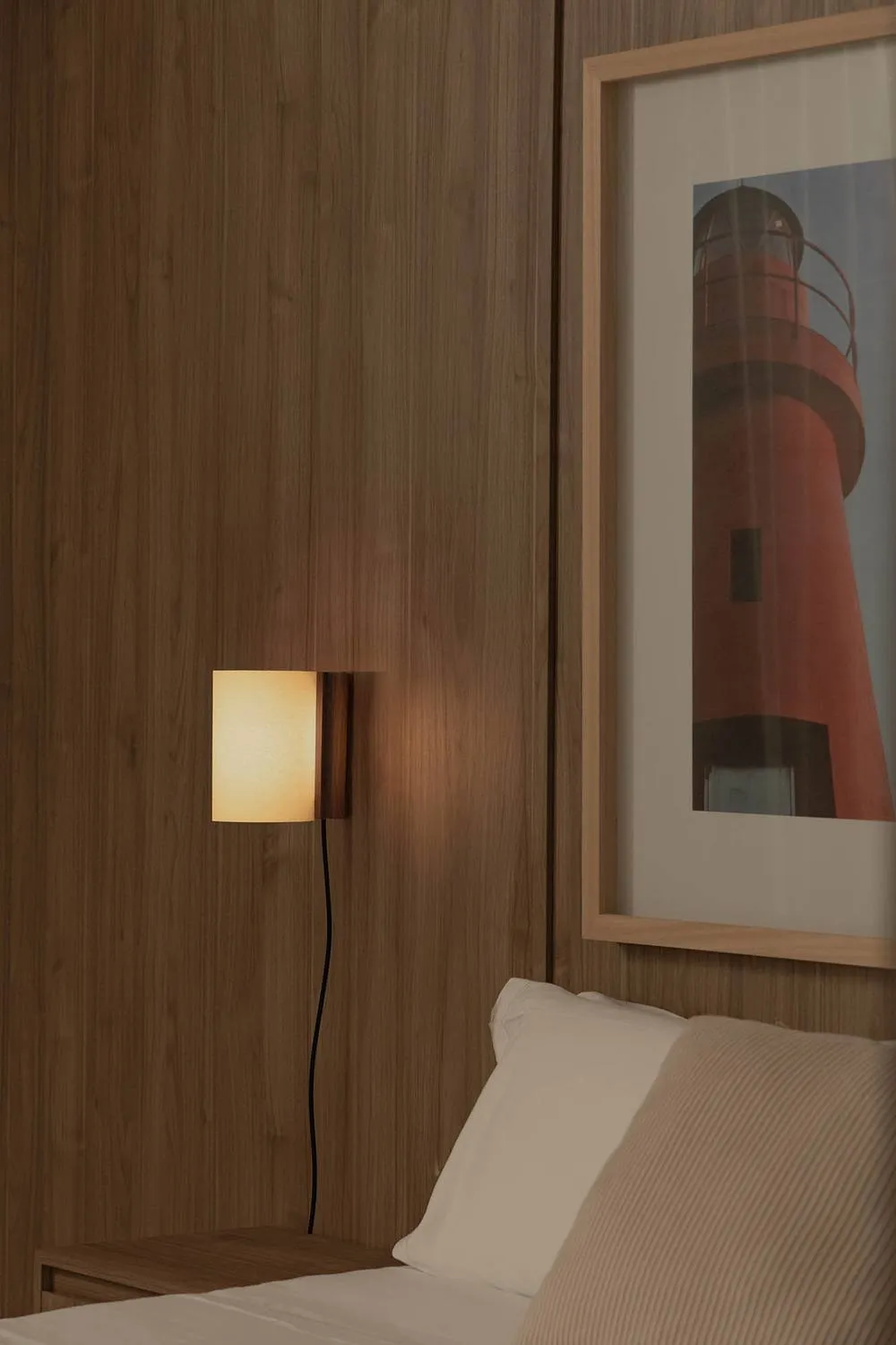 Netlighting Cata 180cm LED Wall Lamp Walnut Beige Shade 2700K in Brown 2