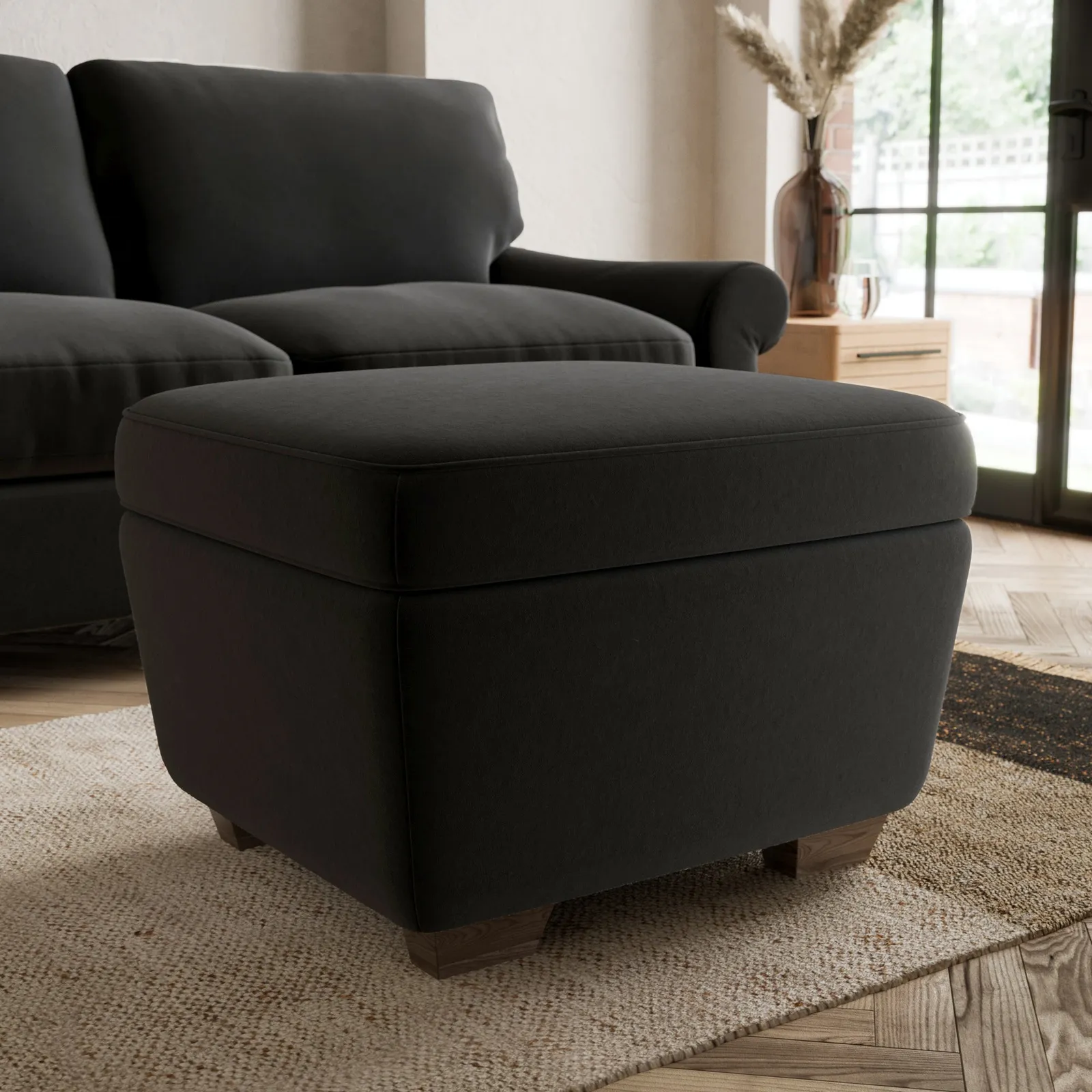 Arundel Luxury Velvet Footstool Black
