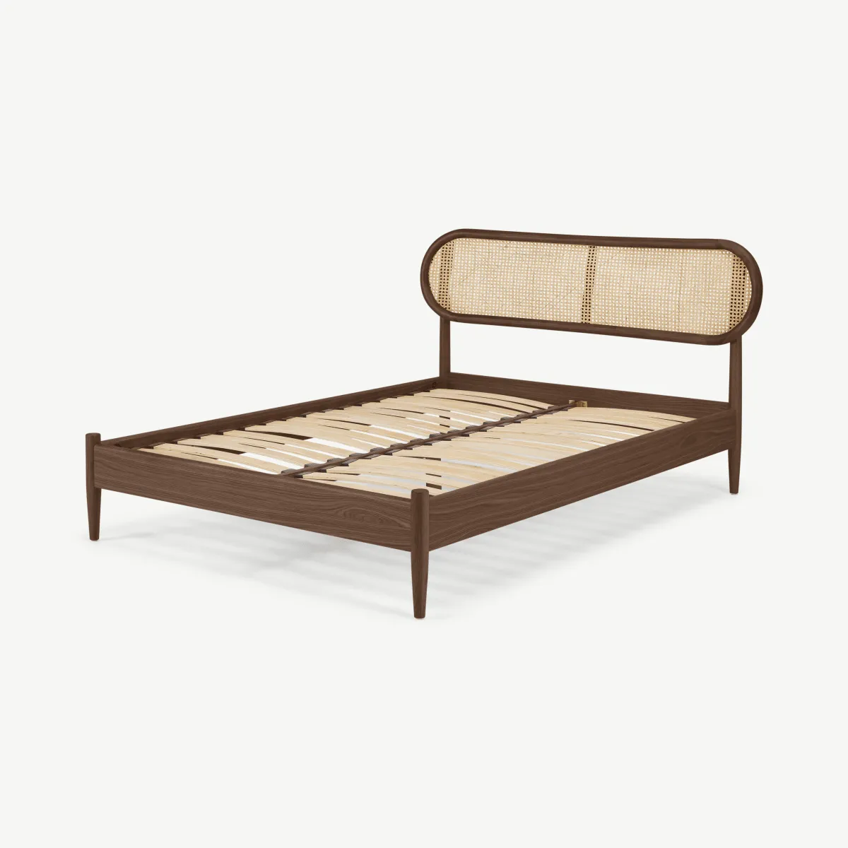 Reema King Size Bed, Dark Stain & Cane
