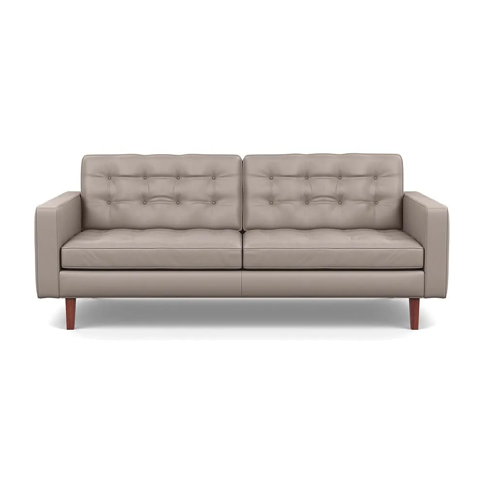 Heal's Hepburn 3 Seater Grain Leather Light Grey 060 Walnut Feet 1