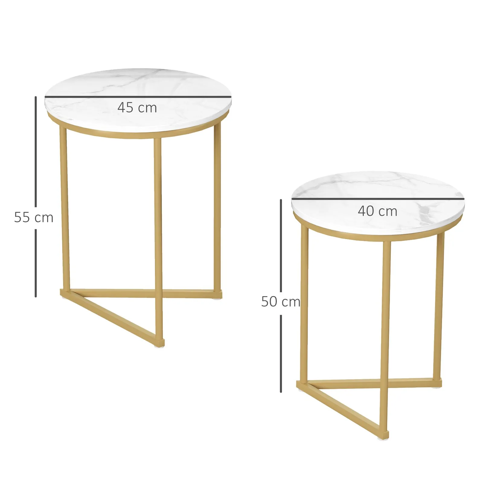 HOMCOM Nesting Coffee Table Set of 2 with Metal Frame, Gold Tone 3