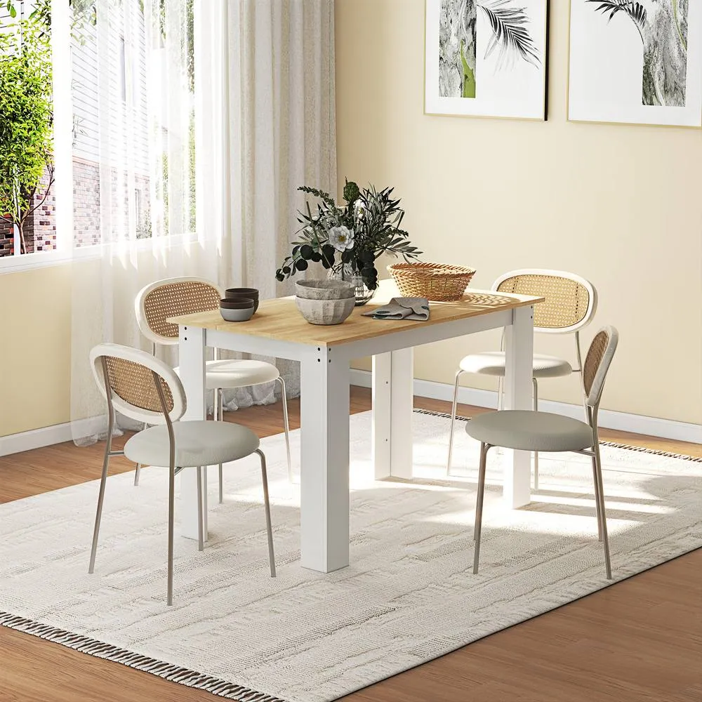 HOMCOM Dining Table for 4-6 People, Wood Effect Tabletop in Natural 1