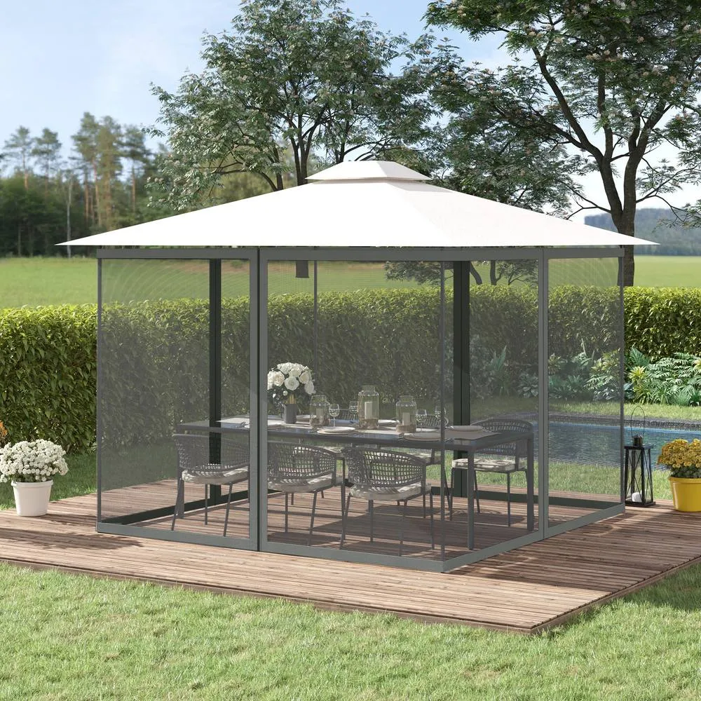 OUTSUNNY 352 x 207cm Universal Replacement Gazebo Mesh Netting Screen Walls in Dark Grey