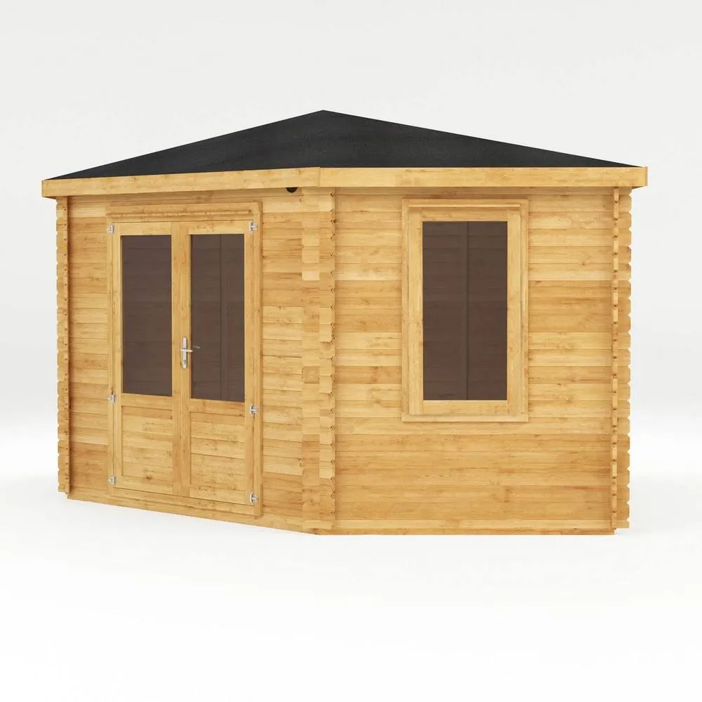 Mercia 4 x 4 m Corner Cabin - 28 mm - L415 x W409 x H286.7 cm - Brown 5
