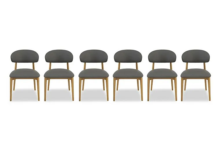 Riga Set of 6 Wooden Dining Chairs - Grey
