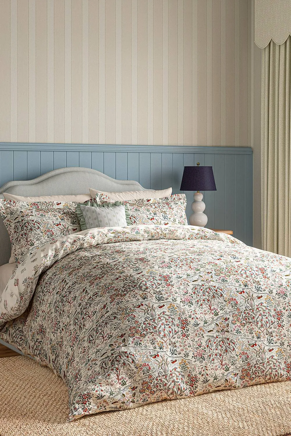 Sanderson 'Moat Birds' Cotton Duvet Cover Set