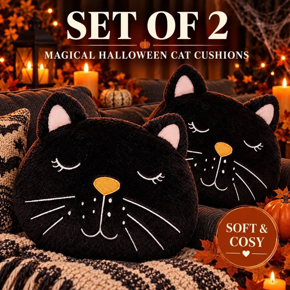 Smart Living Halloween Magical Cat Fleece Cushions Set of 2 or 4