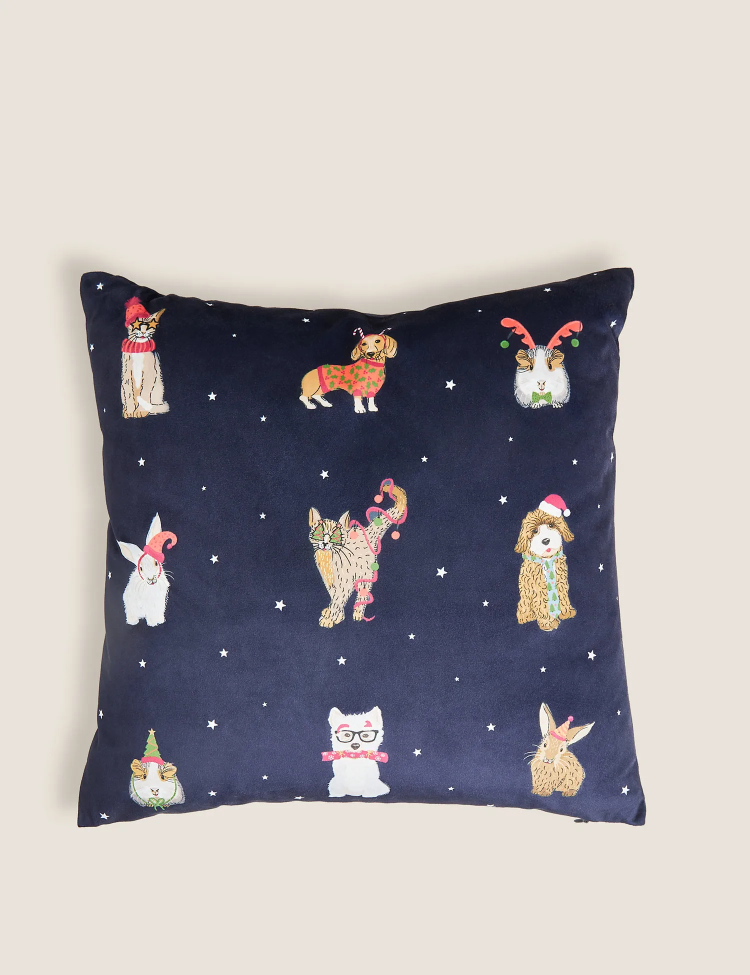M&S Santa Paws Small Velvet Cushion