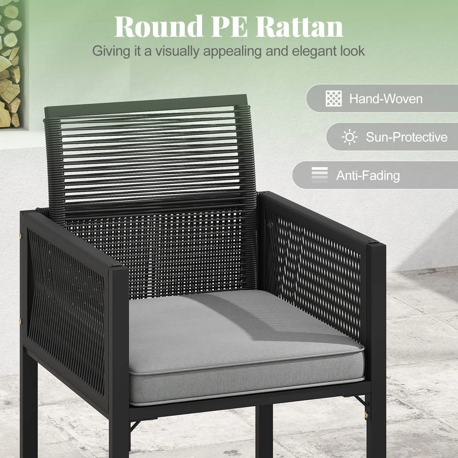 Costway 5 Pieces Patio Dining Set Outdoor Conversation Set in Grey 3