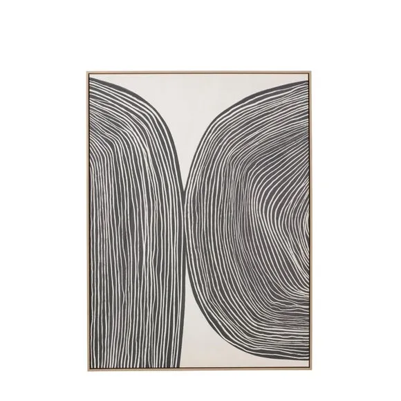Black & Cream Abstract Lines Framed Canvas 4