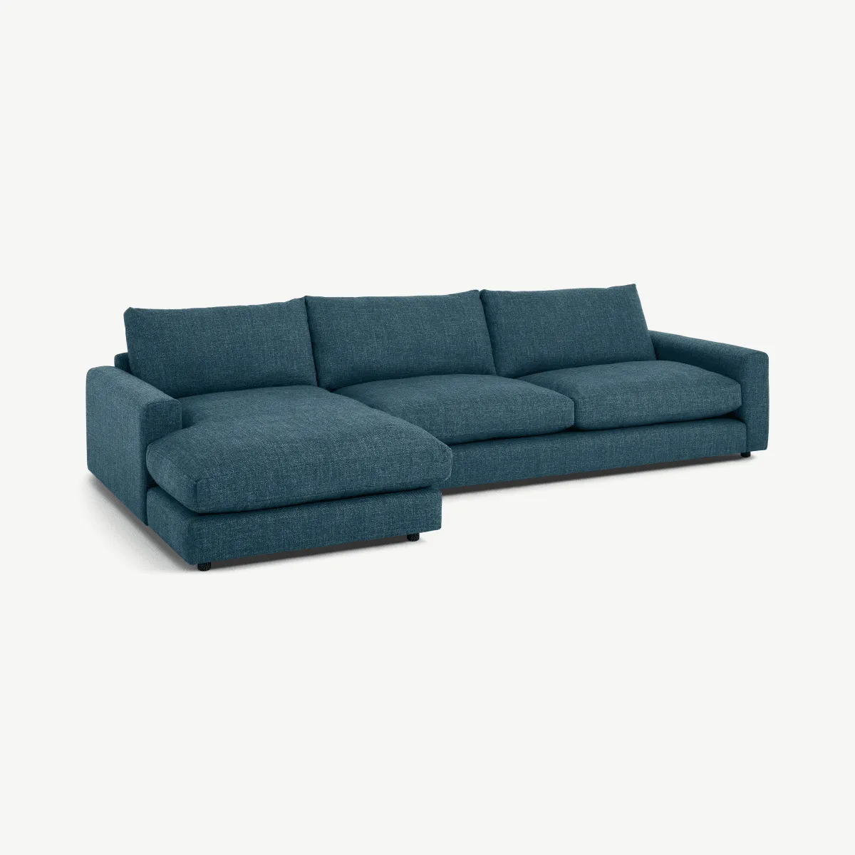 Arni Large Left Hand Facing Chaise End Corner Sofa,  Aegean Blue Textured Weave