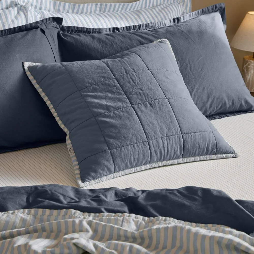 Yard Hebden Striped 100% Cotton Cushion in Pale Blue 1