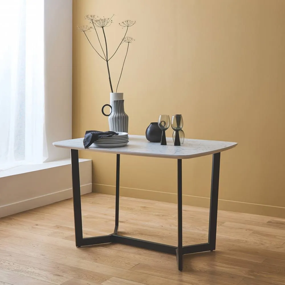 sweeek Marble-effect dining table, metal legs, seats 4 to 6 in White