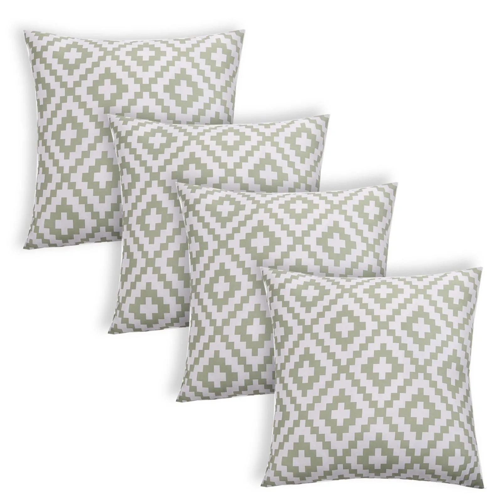 OHS 4 Pack Geometric Cushion Cover Water Resistant Outdoor in Green
