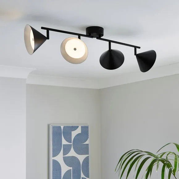 Edited Life Industrial 4 Light Adjustable LED Cone Spotlight Bar