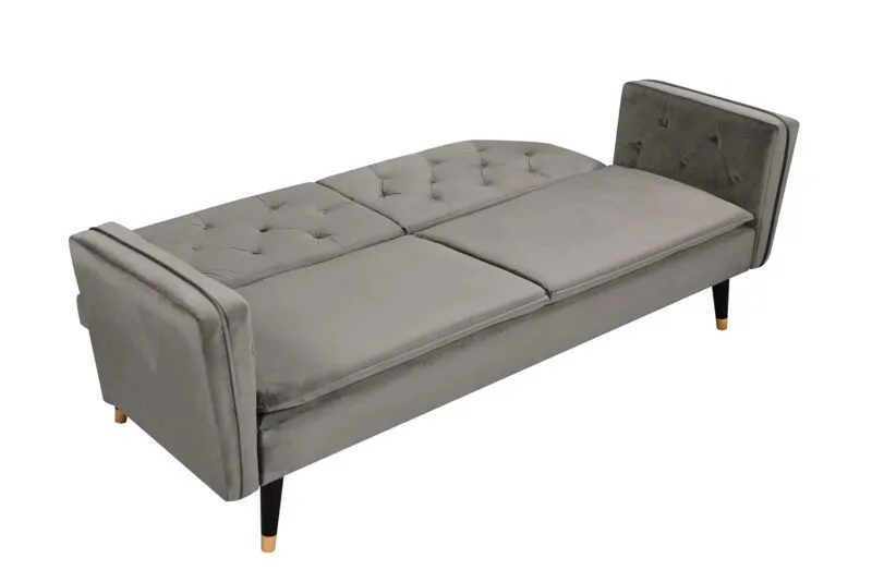 Comfy Living Ltd Plush Velvet Tufted Sofa Bed In Various Colours With Black & Gold Legs in Grey 3
