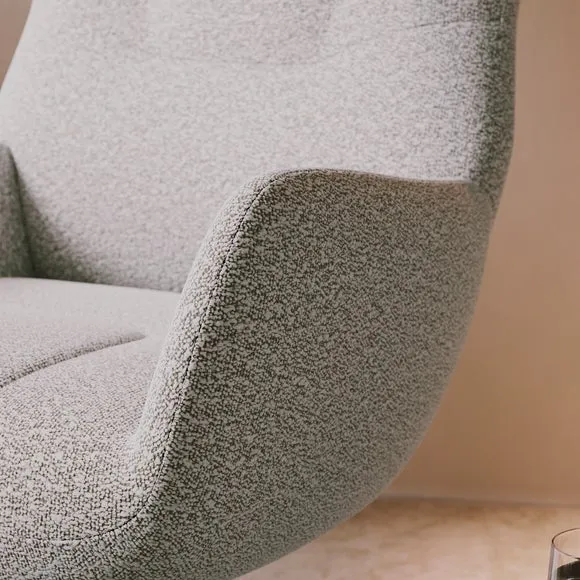 Kara Highback Chenille Swivel Chair and Footstool 3