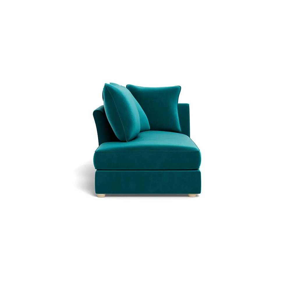 Heal's Tailor Left Hand Facing Chaise Unit Smart Velvet Petrol Natural Feet