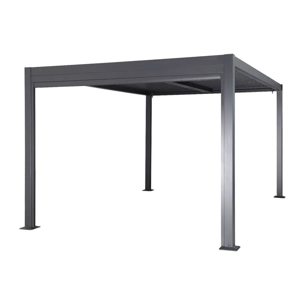 sweeek Louvered pergola 3 x 3 m with a 3m blind in Dark Grey 6