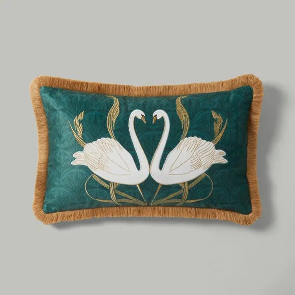 Embroidered Swan Cushion 3