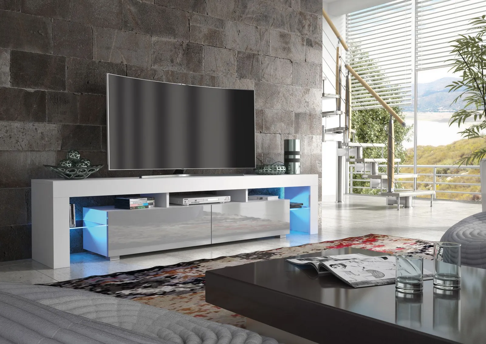 Creative Furniture TV Unit 200cm Sideboard Cabinet Cupboard TV Stand in Grey 6