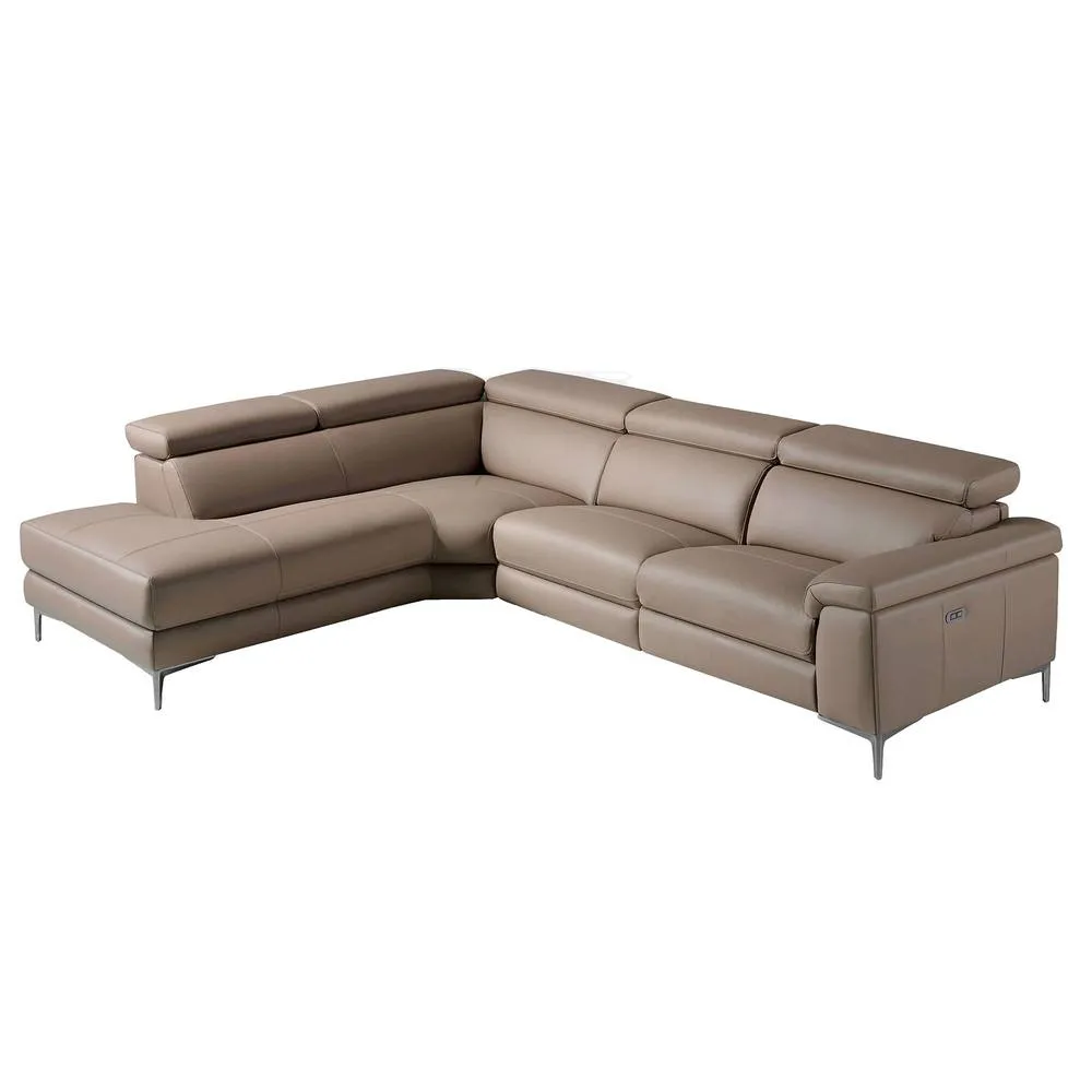 Angel Cerda Left Chaise 5-Seater Sofa, Mink Leather, Electric Relax in Taupe