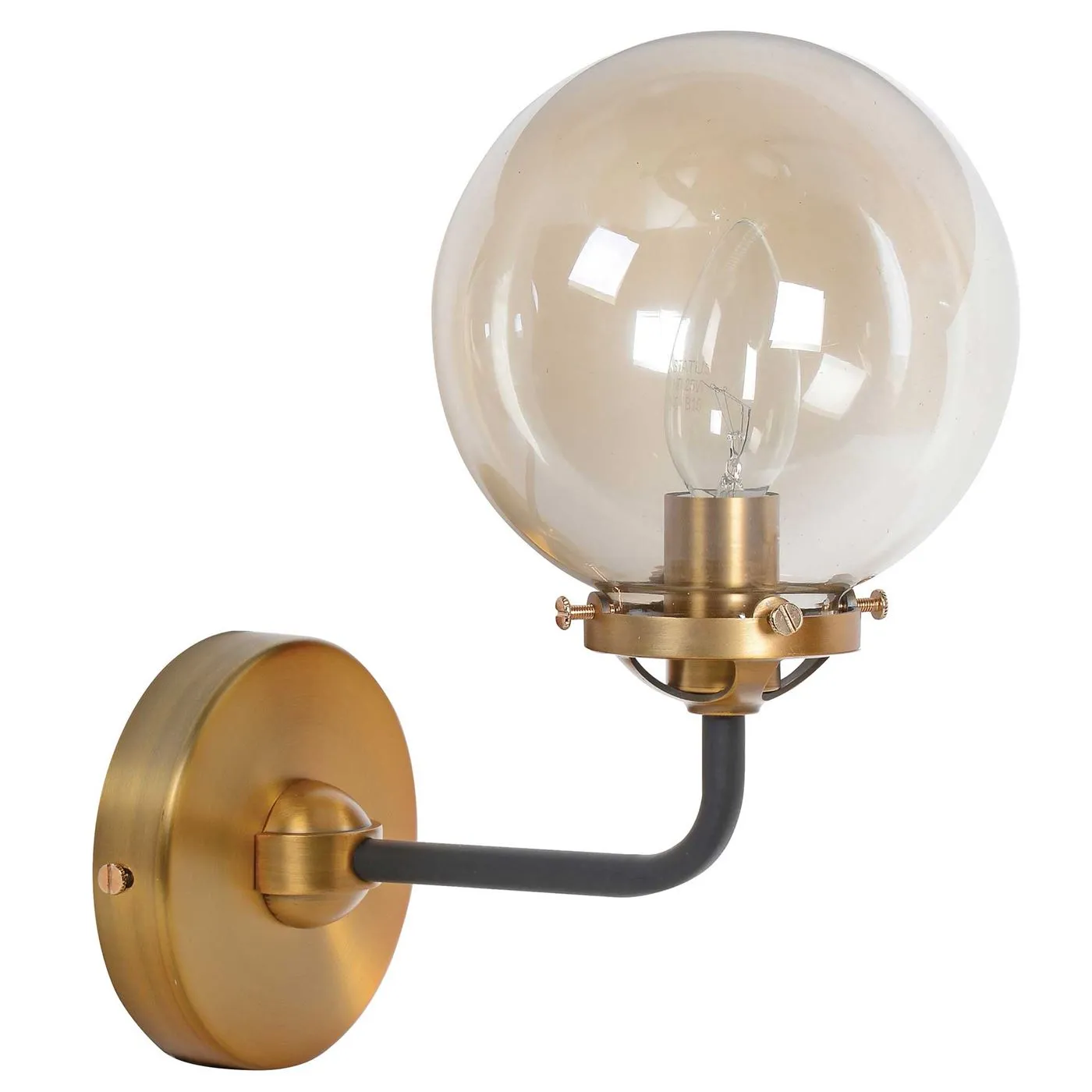 Glass Ball Wall Light, Smoked Glass
