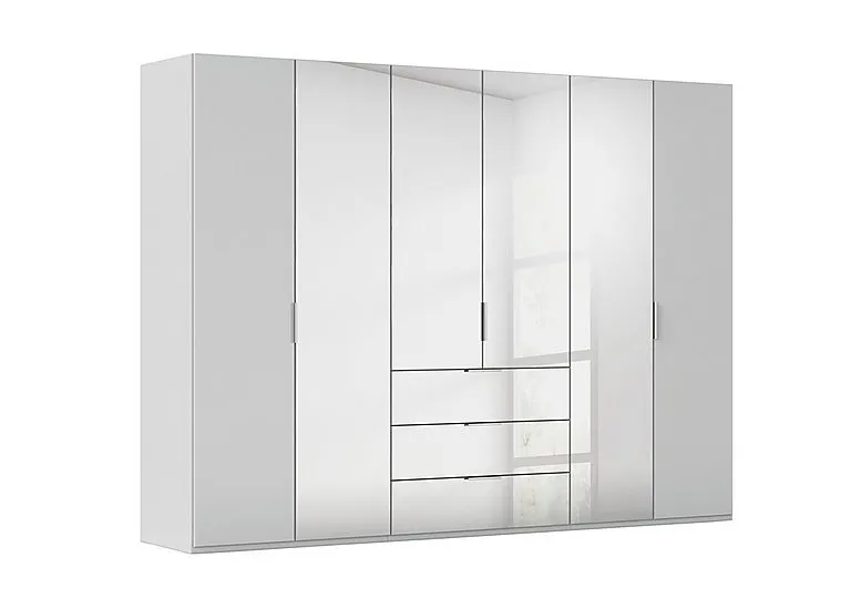 Formes 6 Door Bifold Combi Wardrobe with 2 Glass Doors and 4 Mirror Doors - Silk Grey/Silk Grey Front