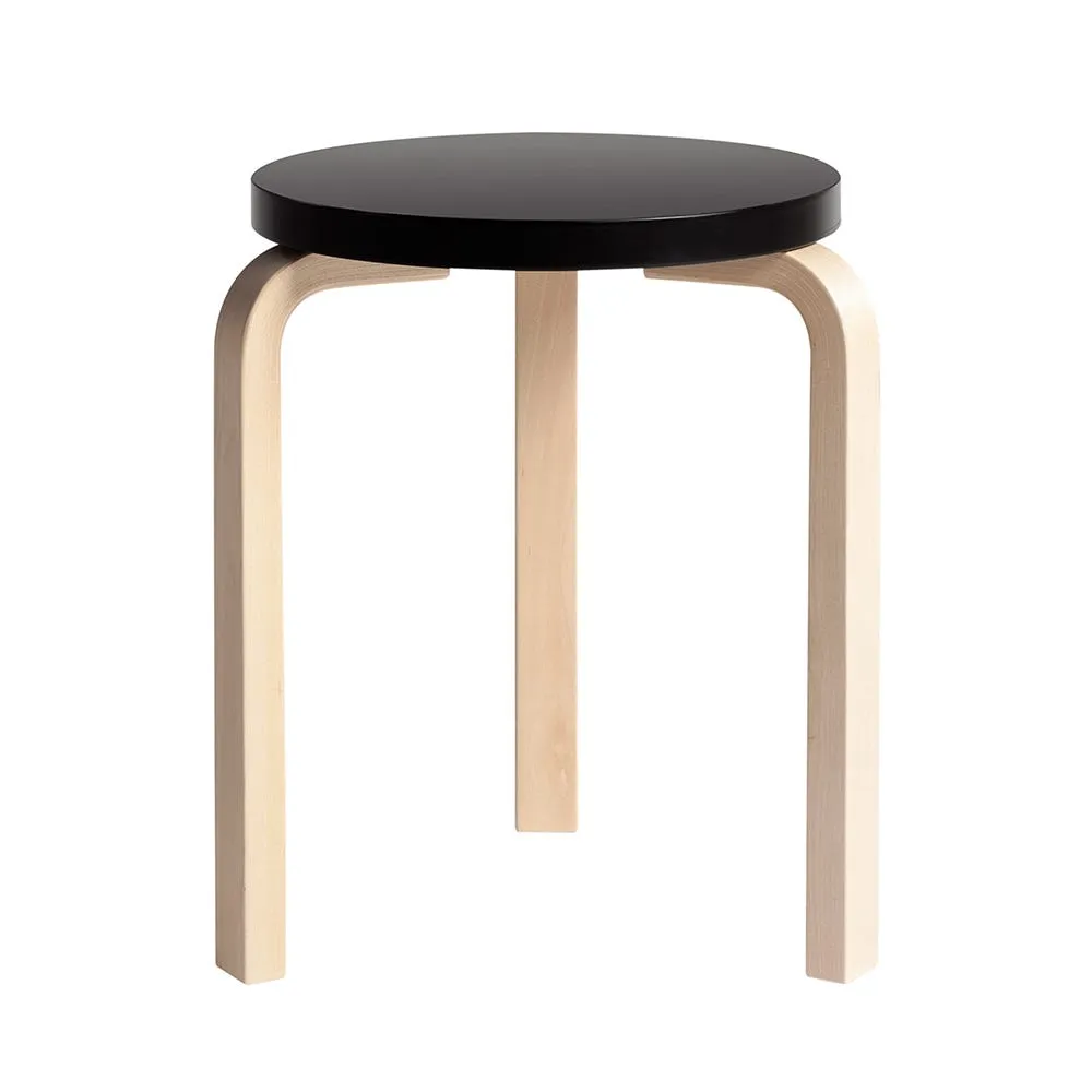 Artek Stool 60 Natural Lacquered Birch Black Lacquered 2