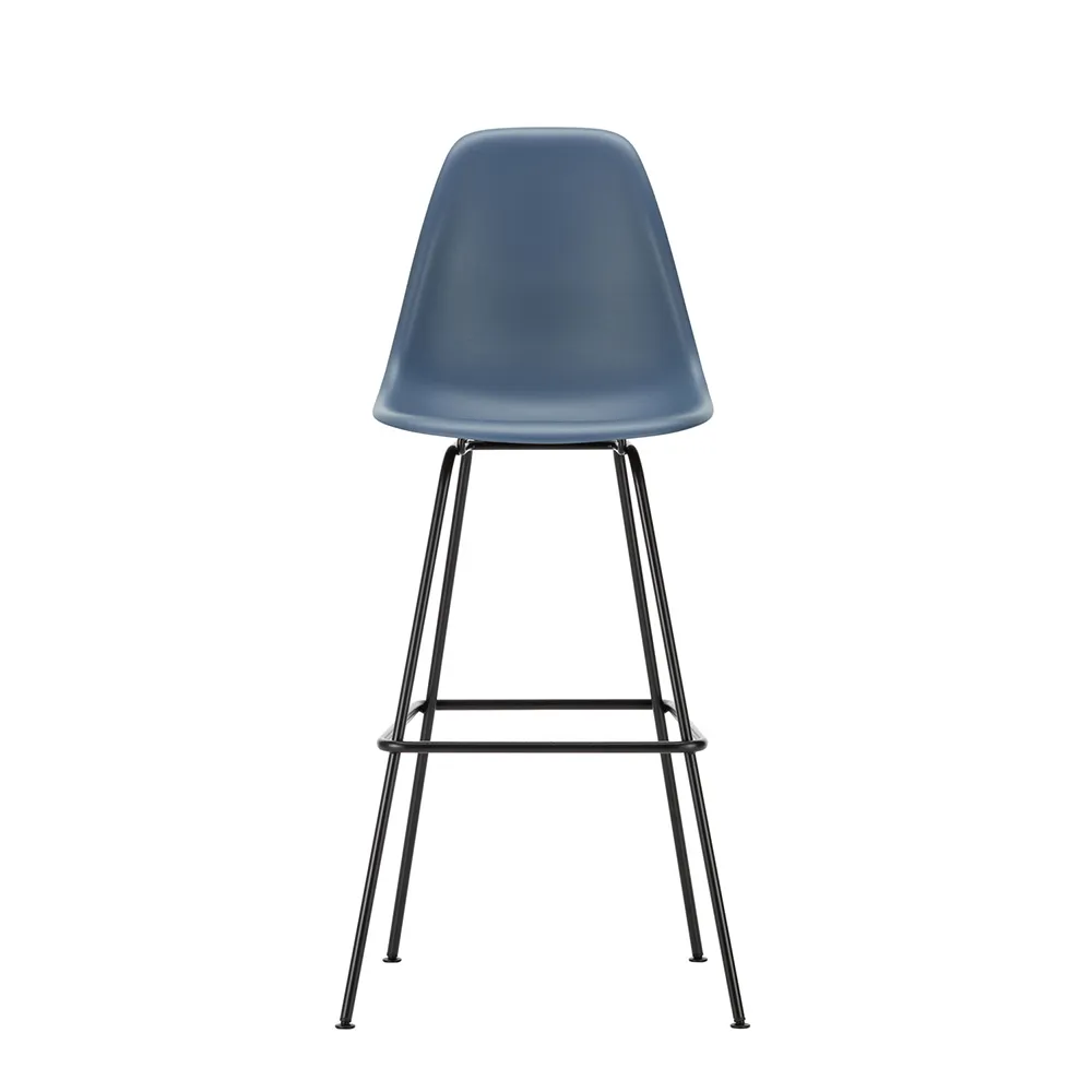 Vitra Eames Plastic Stool RE High Sea Blue Basic Dark Powdered Legs 1