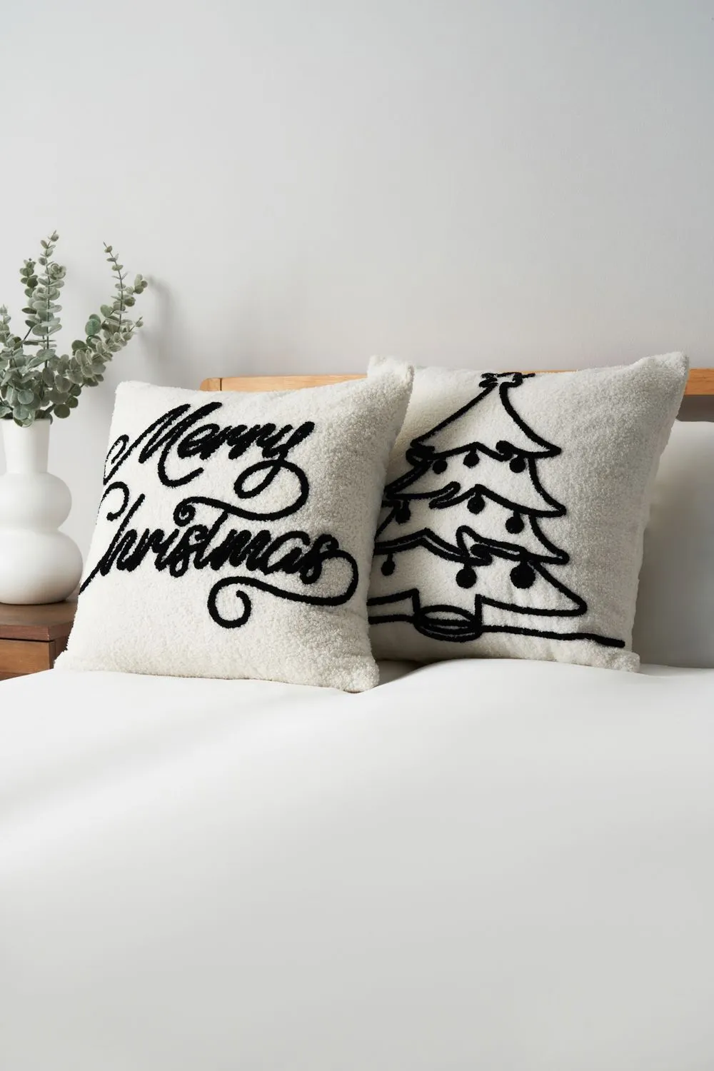 BHS Christmas Tree Tufted Cushion in Black 4
