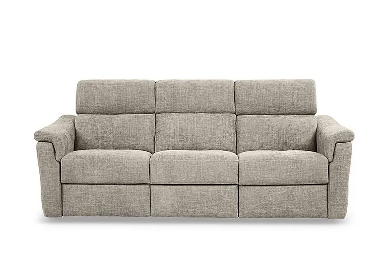 Bella 3 Seater 3 Cushion Fabric Recliner Sofa with Headrests and Power Lumbar