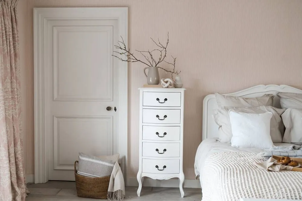 Statement Furniture Juliette Vintage Chic 5 Drawer Tallboy in White 2